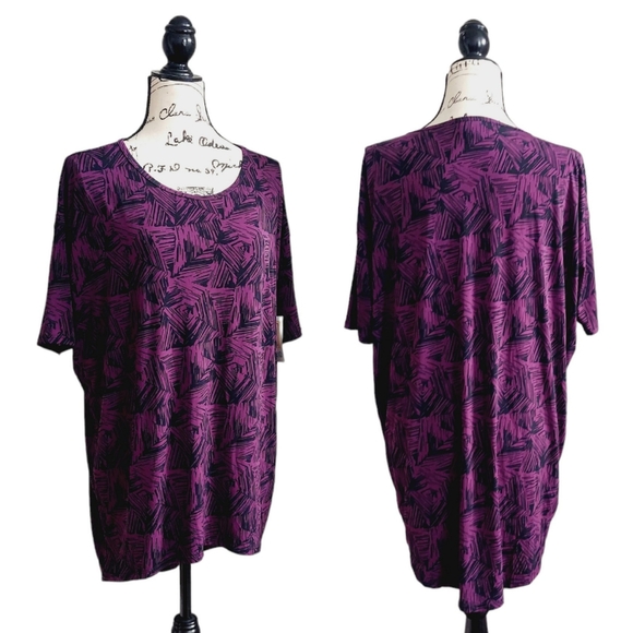NWT LulaRoe Irma Purple Black Tunic Top Short Sleeve XS - Picture 1 of 8